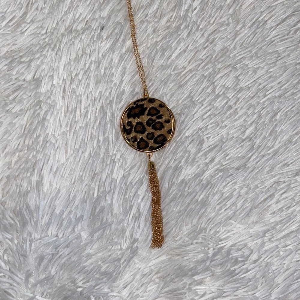 Long Cheetah Print Necklace